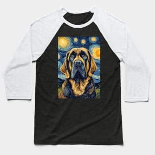 Mastiff Dog Breed Painting in a Van Gogh Starry Night Art Style Baseball T-Shirt